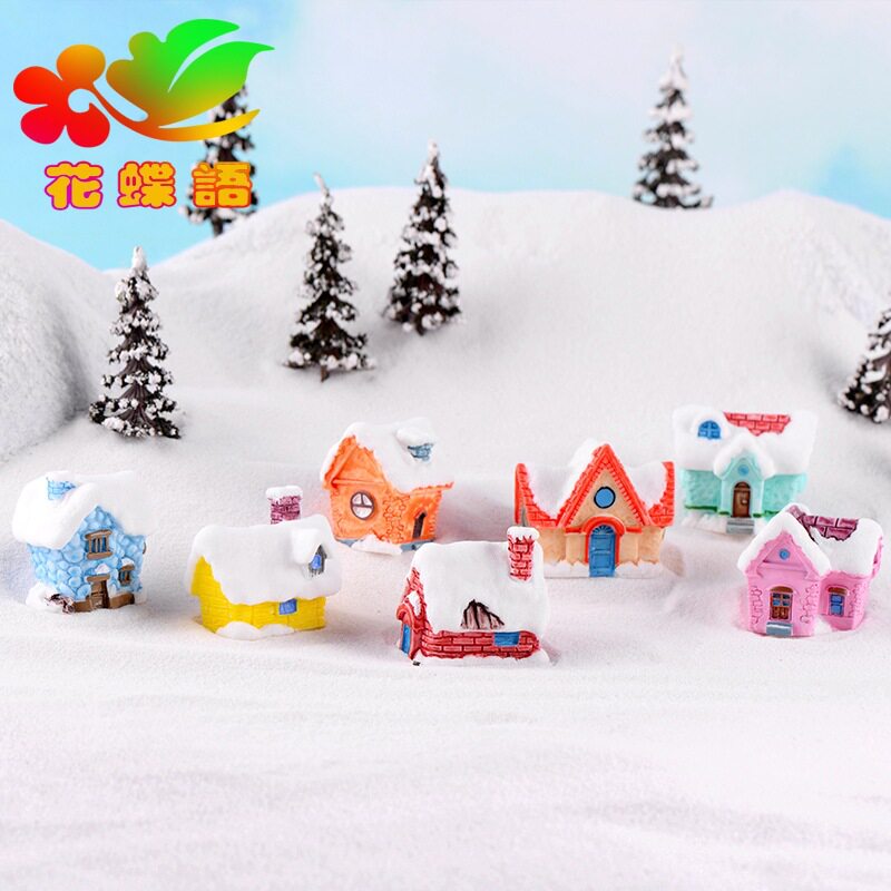风格糖果色别墅雪景房屋蛋糕摆件