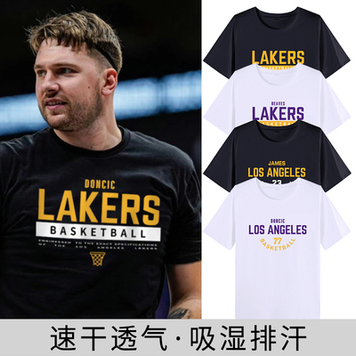 2025东契奇投篮服短袖男速干透气T恤美式湖人训练球服休闲上衣夏