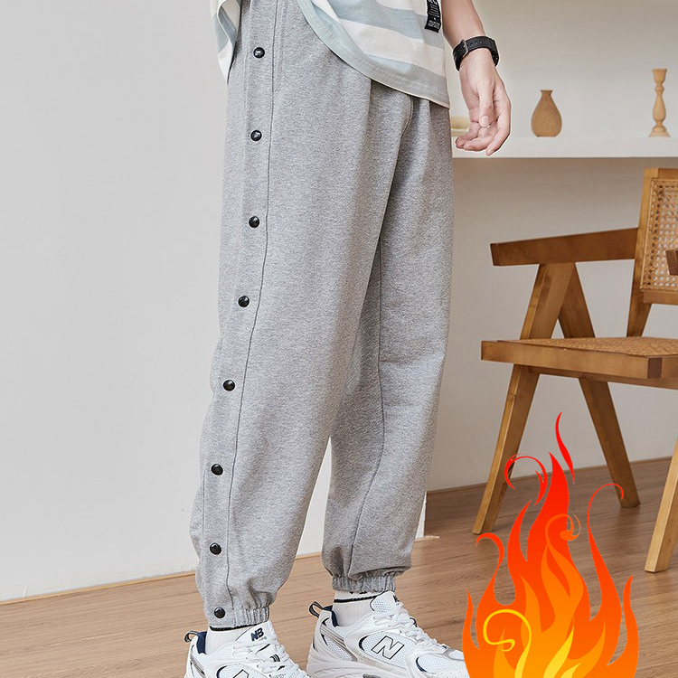 加绒排扣裤秒脱热身训练裤卫裤