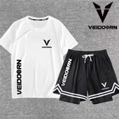 夏季 美式 投篮服T恤男双层短裤 速干短袖 体育生训练服 篮球运动套装