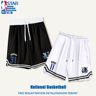 夏季篮球短裤男独行侠欧文训练实战网眼五分裤美式速干透气运动裤