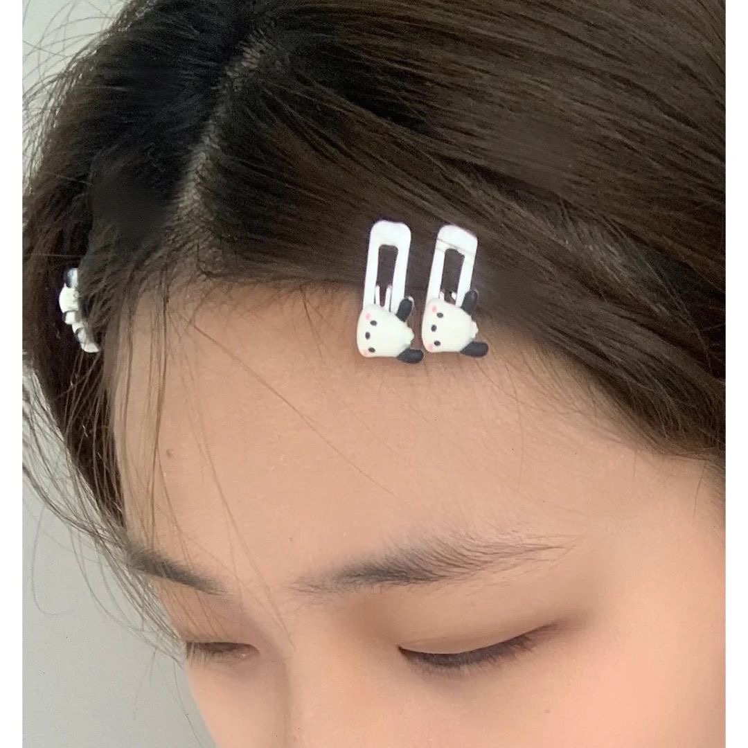 2cm帕恰狗夹子黑白方形bb夹可爱简约学生小红书同款迷你卡通头饰