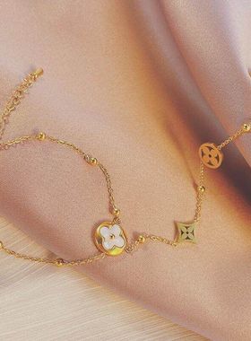 手链连戒指链女韩版个性小众设计网红饰品钛钢2022年新款气质手饰