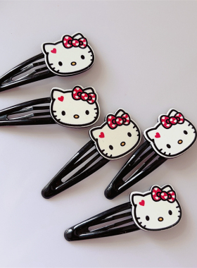 黑甜酷y2k少女发夹黑色kt凯蒂猫BB夹千禧辣妹发饰刘海夹侧边夹