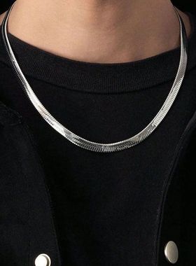 欧美项链男潮高级感钛钢不掉色宽款刀片链小众设计感情侣项饰粗链