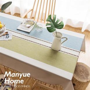 蔓越家  日式复古棉麻小清新桌布文艺圆桌茶几餐桌布艺长方形台布