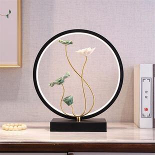 荷花清新莲蓬出水落芙蓉电视柜摆件客厅家居茶室小夜灯桌面装 饰品