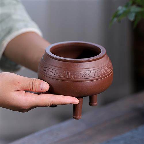 清香阁紫砂 匠人手工鼎式花盆 古典景观盆景盆菖蒲苔藓桌面绿植花,鲜花速递/花卉仿真/绿植园艺,花盆,淘宝优惠券,粉丝福利购,淘宝优惠卷