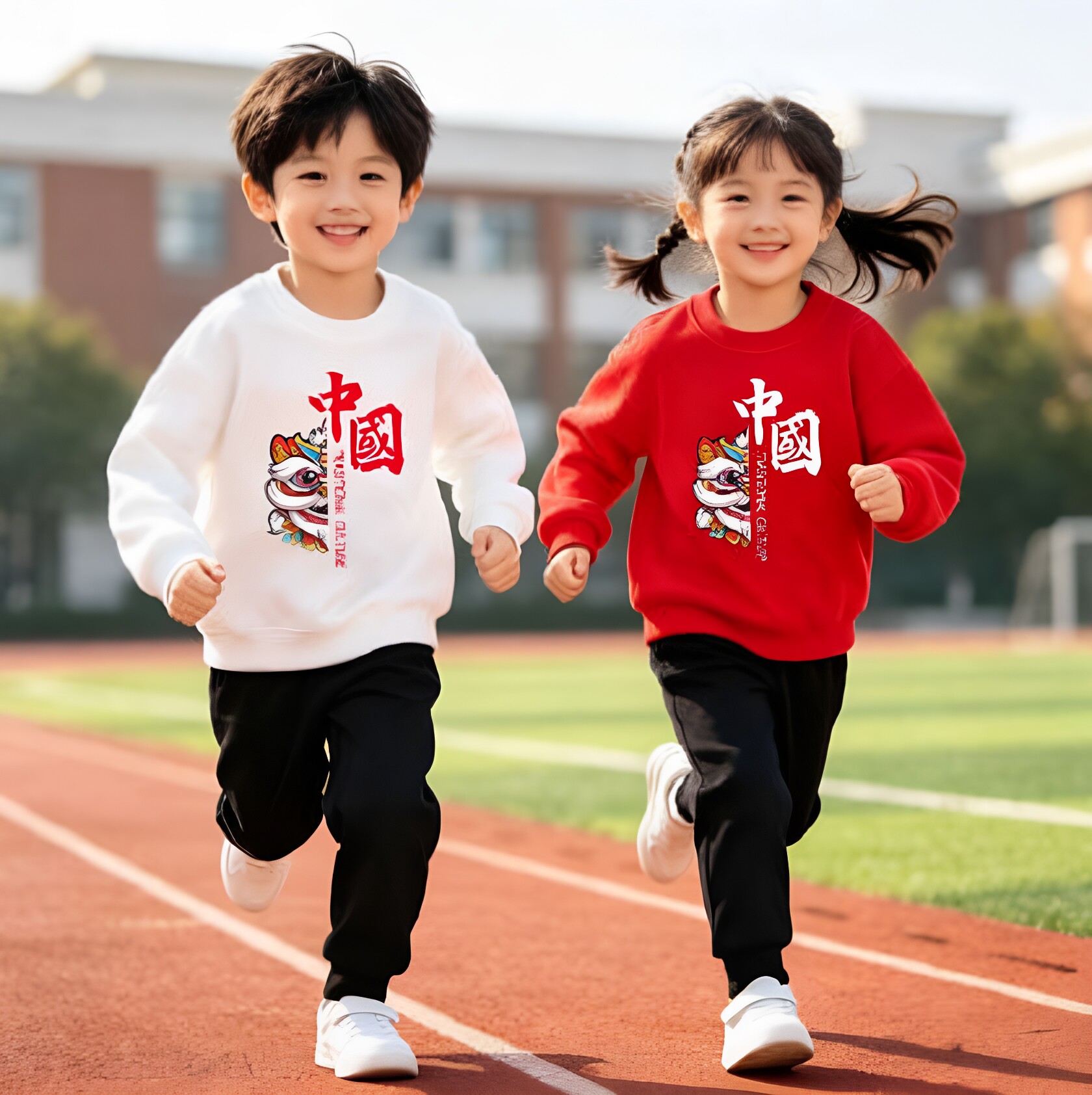 中小学生春秋季学校运动会休闲卫衣卫裤套装男女儿童爱国主题衣服