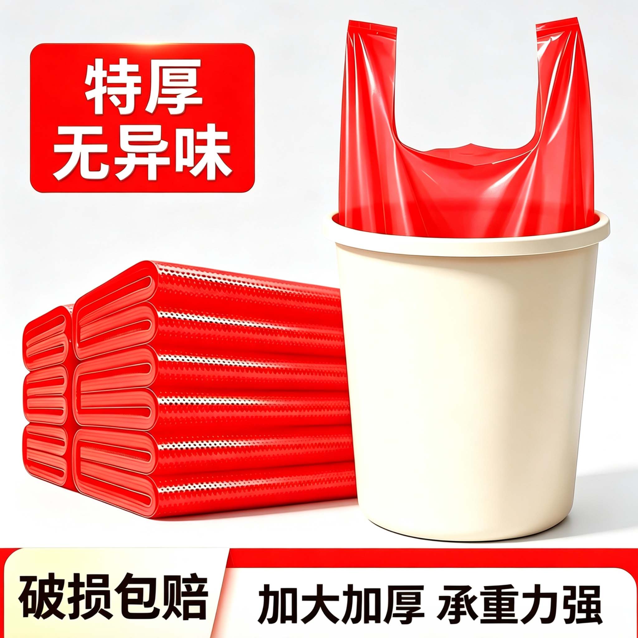 红色塑料袋背心袋一次性垃圾袋