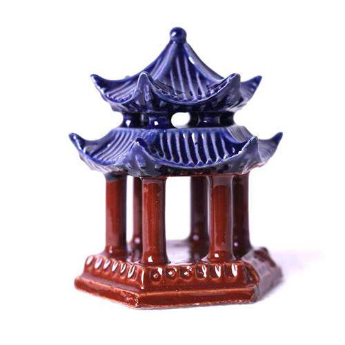 六角凉亭微景观小宝塔水族箱鱼缸陶瓷摆件造盆景园艺茶宠假山配件