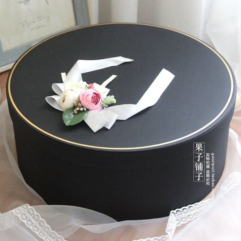 超大形正方d形礼品盒礼服鞋盒包装盒缎美黑z粉色绸精简约圆号礼.