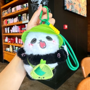 2026新款花花熊猫挂件毛绒公仔玩偶钥匙扣可爱精致书包包挂饰礼物