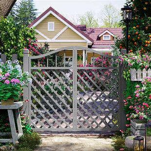 防腐木花园栅栏门别墅庭院篱笆门护栏菜园木门围栏小门网格入户门