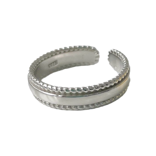 ParasKors派热 光面麻花戒指女开口925银小众百搭高级感简约指环