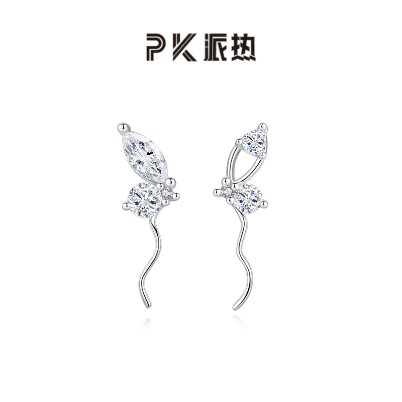 paraskors纯银甜美女蝴蝶耳钉