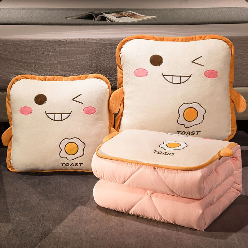 毛毯办公室午睡抱枕二合一午休毯子夏小被子可收纳盖毯两用夏凉被