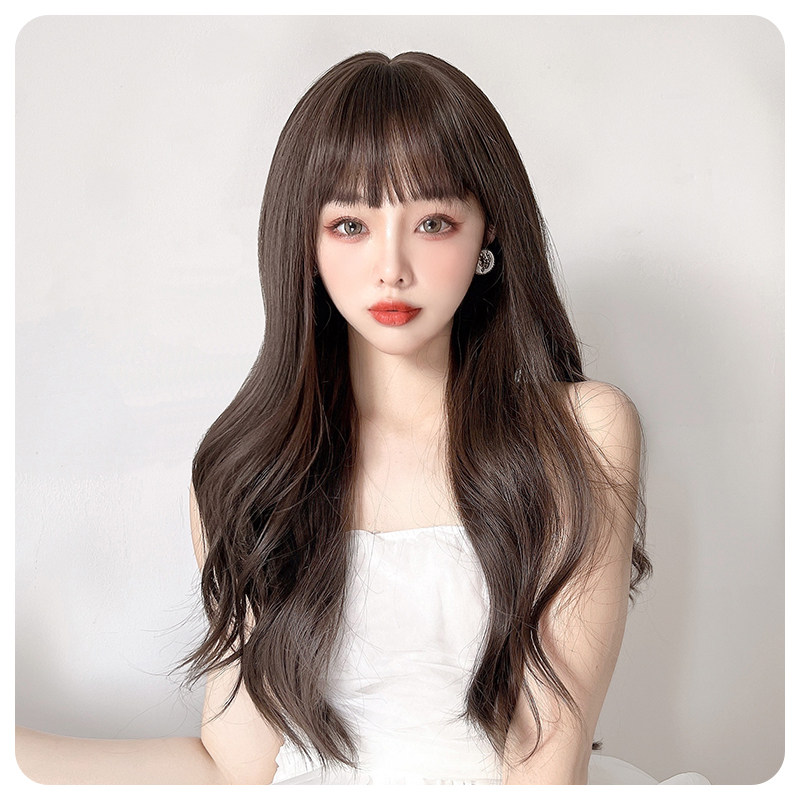 假发女长发法式长卷发大波浪中长发圆脸发型2021年时尚新款全头套