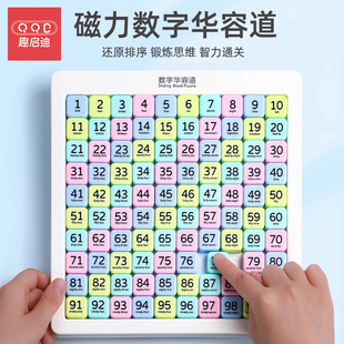 磁力版 数字华容道滑动拼图小学生益智玩具儿童三国板逻辑思维训练