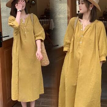 孕妇连衣裙夏装202o2新款网红套装时尚宽松慵懒风中长款夏季裙子