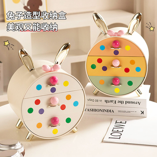 收纳盒桌面卡通抽屉式办公室书桌整理盒高级感化妆品储物杂物置架