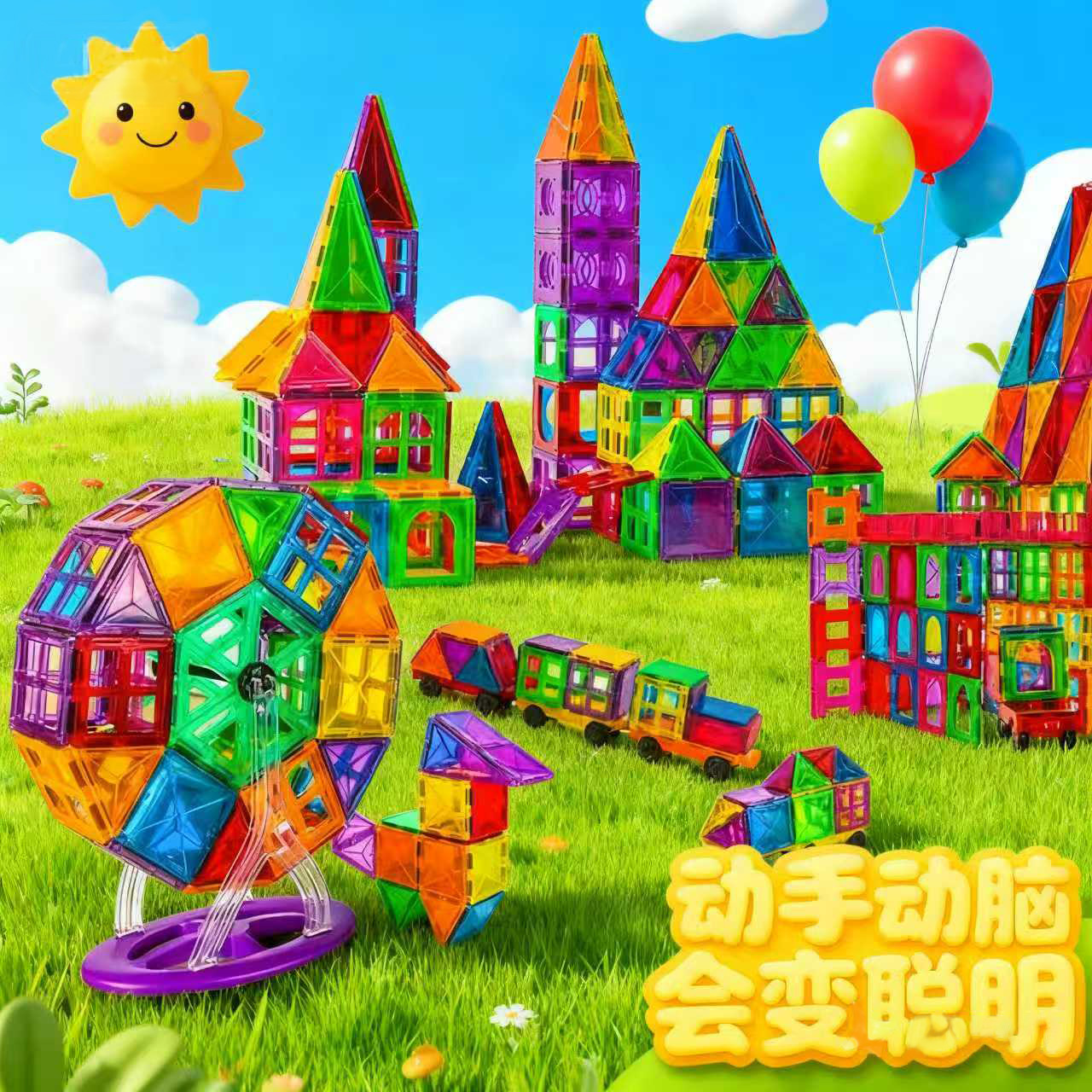 儿童彩窗吸铁石磁力片益智玩具