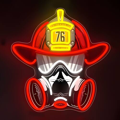 消防主题霓虹灯消防帽led消防员工具装饰灯USB供电潮流挂灯氛围灯
