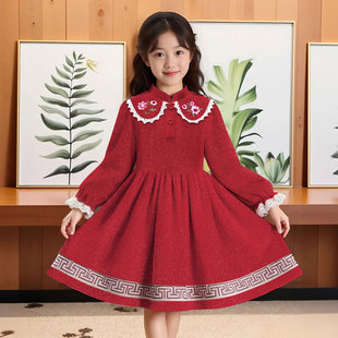 女童秋冬连衣裙儿童高级感小女孩绝美公主裙子冬装日常可穿小礼服