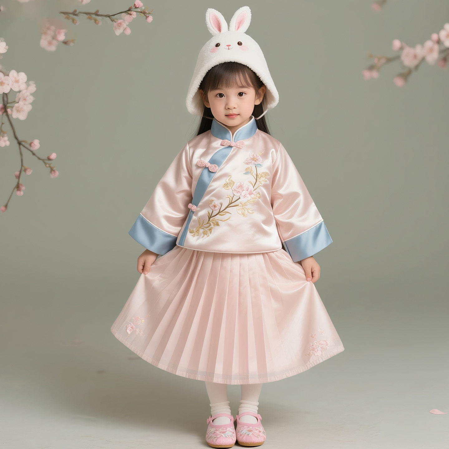 儿童连衣裙国风女童汉服套装冬裙