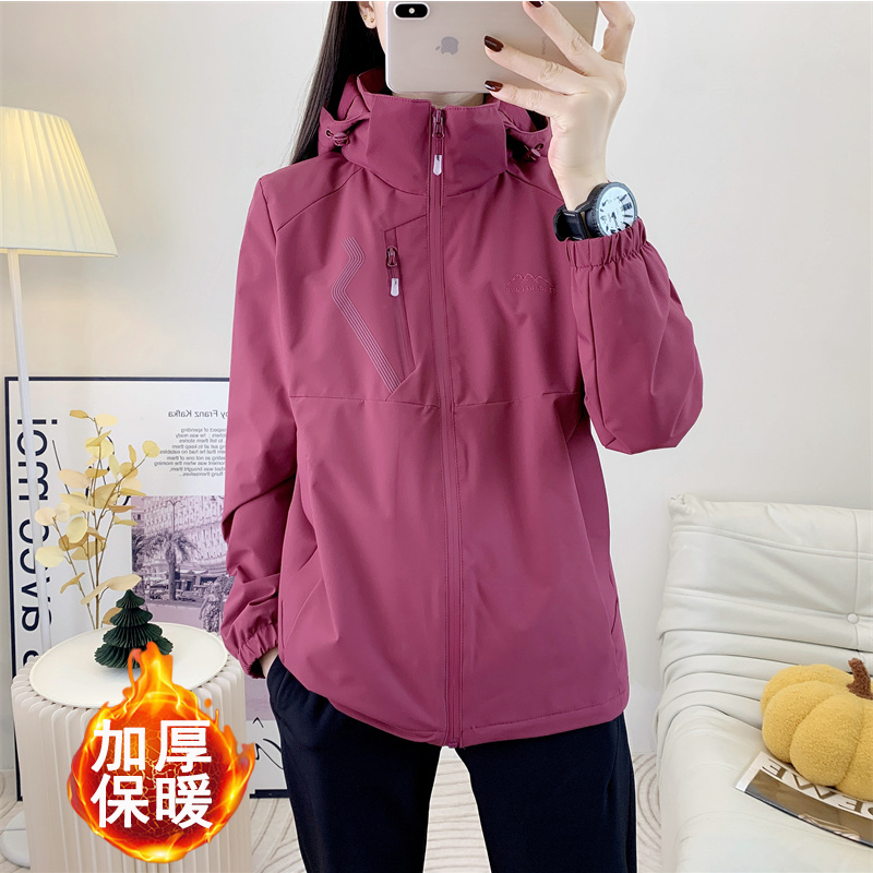 秋冬加棉冲锋衣女户外新款防风防寒保暖石墨烯棉服外套运动风棉衣