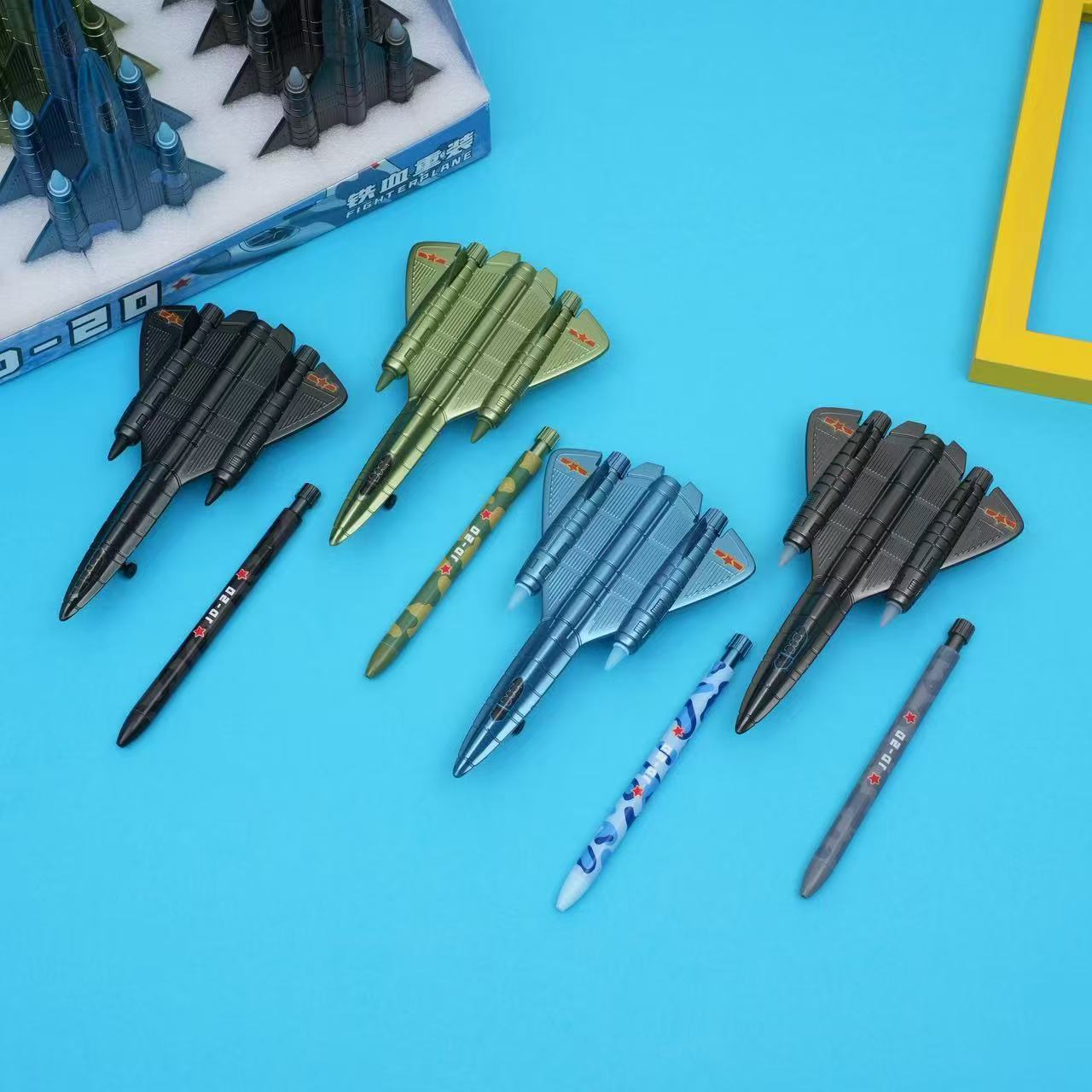 仿真歼20笔飞机造型黑笔中性笔武器笔创意办公学习文具小学生礼物