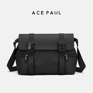 Ace Paul轻奢百搭单肩包休闲风男士单肩包黑色软面通勤斜挎包潮流