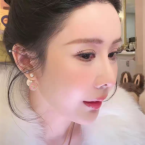 韦雪同款D家贝母珍珠蜜蜂耳钉