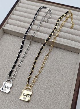 欧美新款锁头LOVE字母吊坠项链