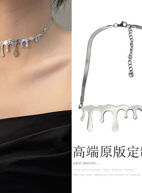 新款简约风不规则液体吊坠项链