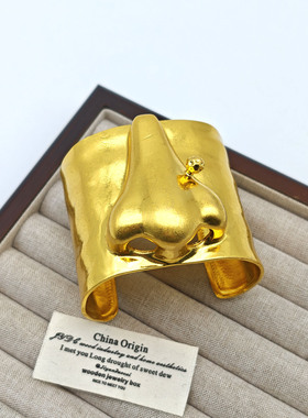 Lule法式复古哑光立体鼻子手镯