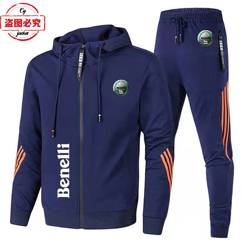 贝纳利摩托车Logo服装休闲运动服男士春秋套装贝纳利车队队服男装