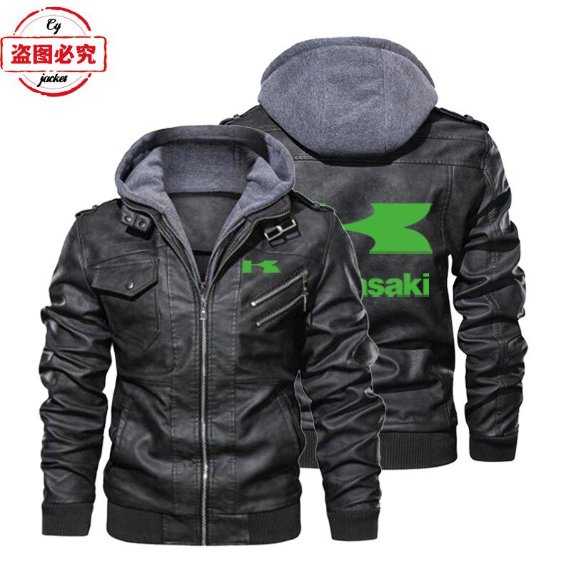 皮夹克摩托车LOGO骑行服水洗pu皮衣防风男士连帽夹克工作服团队服