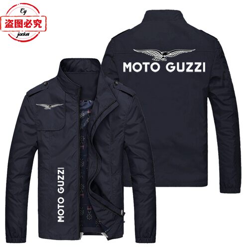 Moto Guzzi摩托车Logo机车外套宽松长袖上衣工装男士拉链夹克