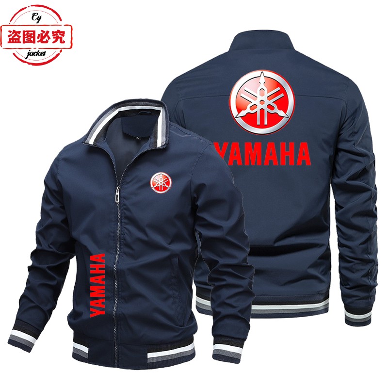 雅马哈logo机车赛车服外套长袖男上衣立领飞行员夹克工作服团体服
