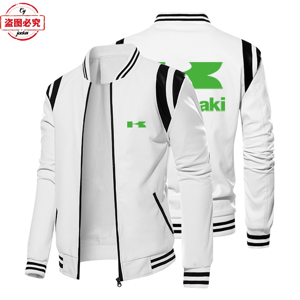 撞色皮夹克摩托车LOGO骑行服pu皮衣防风男士秋冬款加绒团队工作服