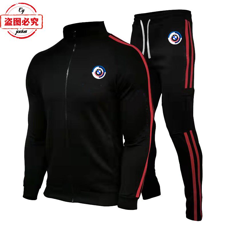 宝马机车logo印花骑行服运动服男春秋套装BWM M-Power标志赛车服