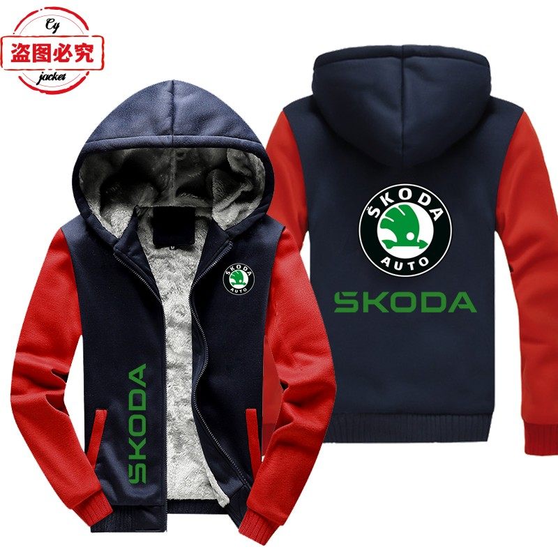 WRC拉力赛斯柯达赛车车标外套赛车服加绒卫衣skoda汽车印花连帽衫