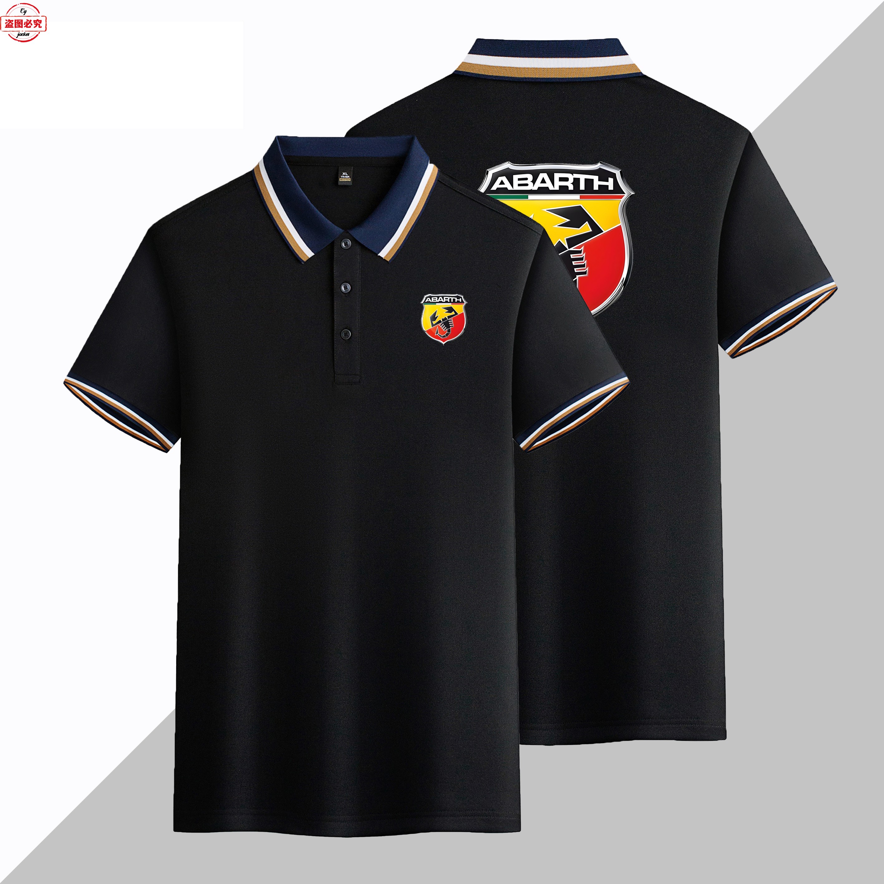 ABARTH汽车车标印花男士短袖运动t恤翻领Polo衫阿巴斯赛车工作服