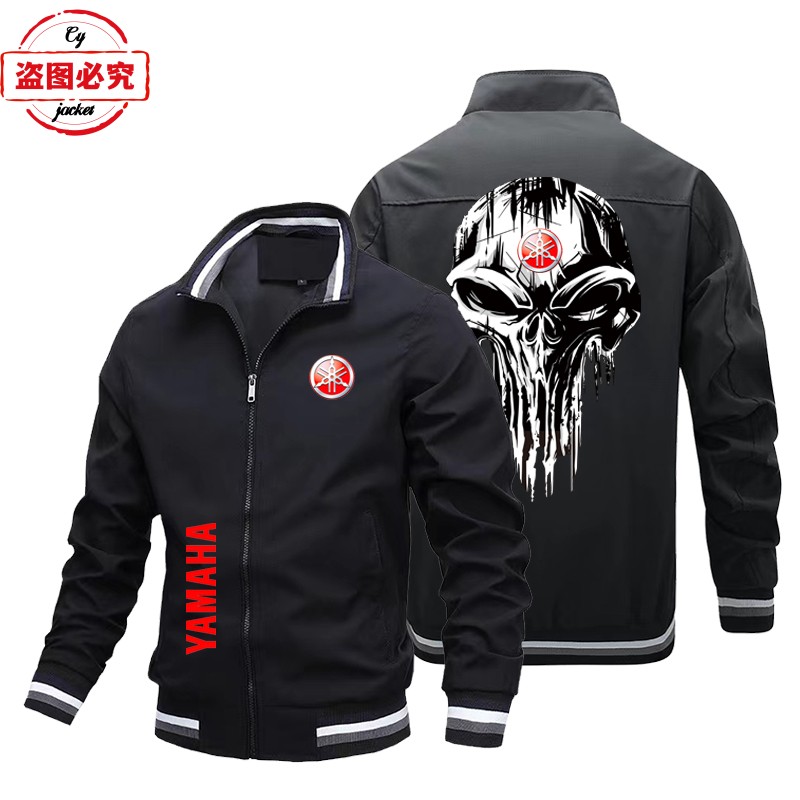 雅马哈logo机车赛车服外套长袖男上衣立领飞行员夹克工作服团体服
