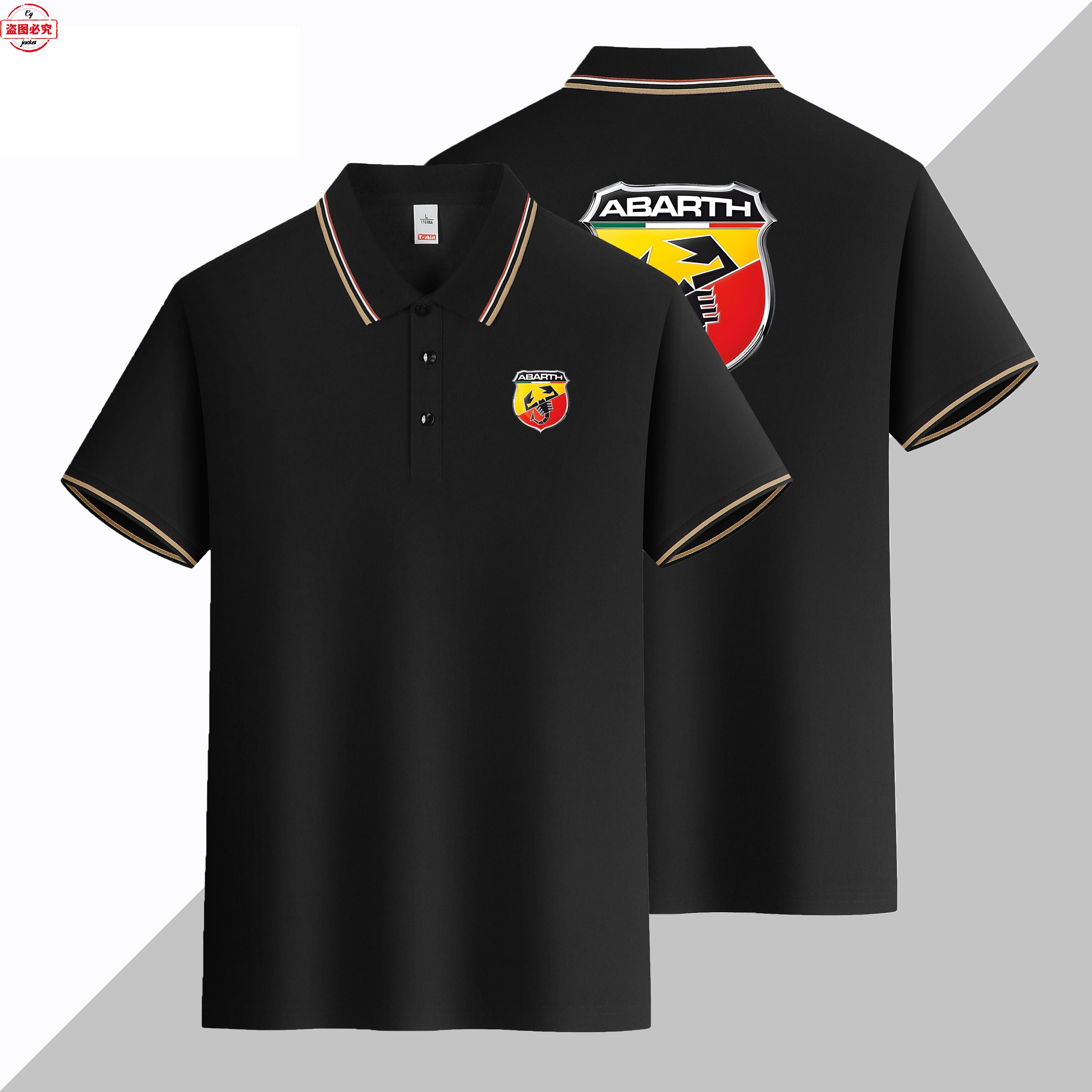 ABARTH汽车车标印花男士短袖运动t恤翻领Polo衫阿巴斯赛车工作服