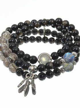 火山原创设计金曜石双层手链女