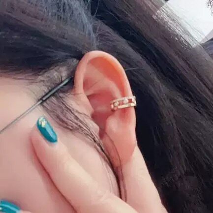 梅家个性半圆几何可滑动单只耳夹满天星高级感潮男女时尚U型耳饰