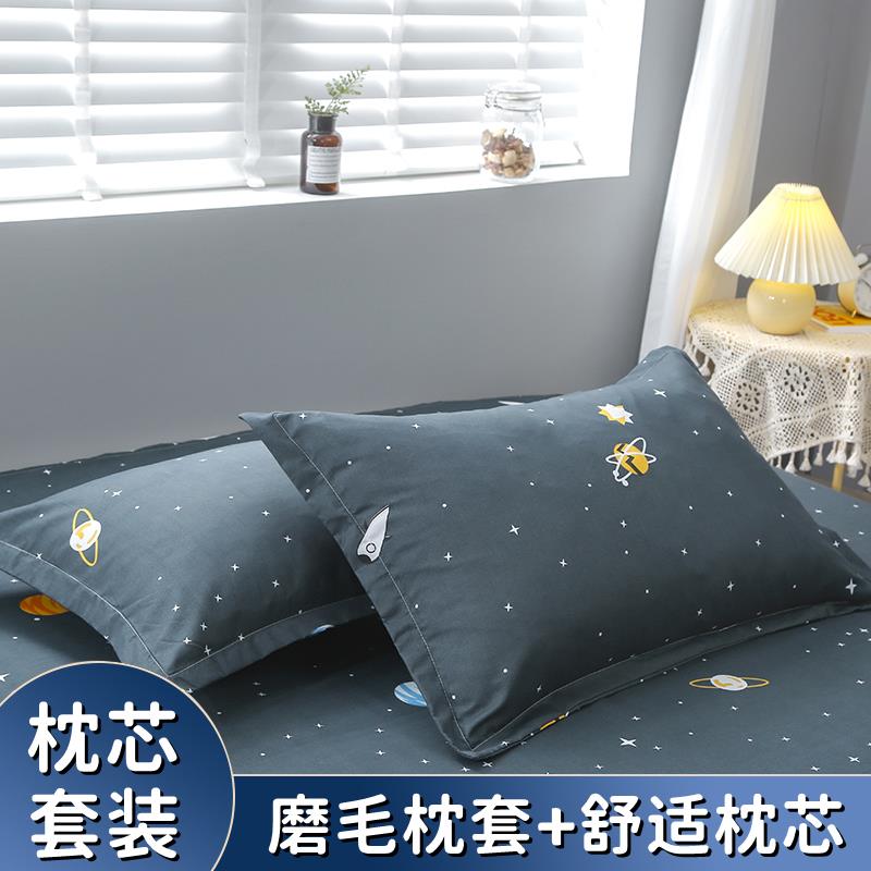 枕头套装一对枕芯和枕套成人家用单人学生宿舍男助睡眠护颈椎整头