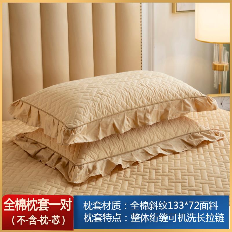 全棉枕套一对装夹棉枕芯套单人成人枕头套纯棉一对48*74蕾丝花边